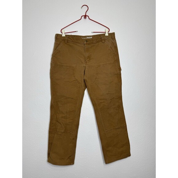 Carhartt Duck Double Knee Front Work Pants Rugged Flex Relaxed 38x30 Brown Tan